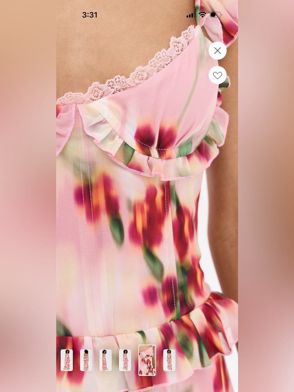 Pink Floral Ruffle-Tier Maxi Dress with Ruffled Straps - Picture 5 of 7